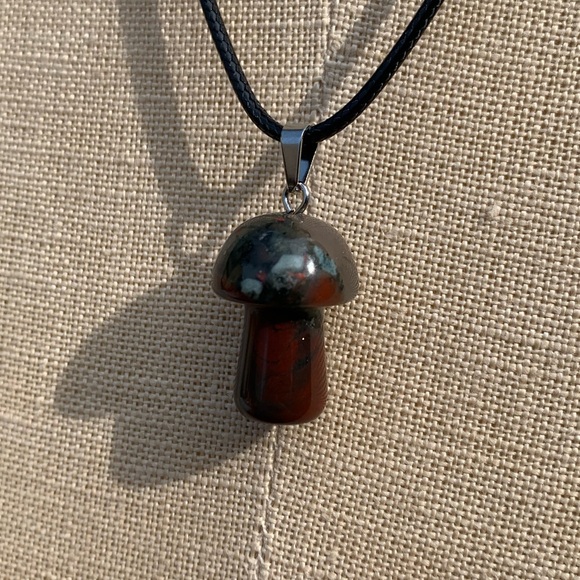 Handmade Genuine Stone Mushroom Amulet Necklace - Picture 3 of 14